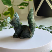 Load image into Gallery viewer, Hand Carved Moss Agate Nine Tail Fox|Crystal Decor