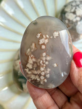 Load image into Gallery viewer, Black Flower Agate Palm Stones|Agate with Floral Inclusions