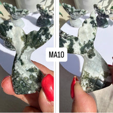 Load image into Gallery viewer, Moss Agate Mermaid Tail Carving|Ocean Decor|Crystal Gifts