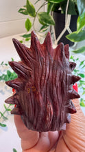 Load image into Gallery viewer, Mookaite Jasper Wolf Head with custom stand|Hand Carved
