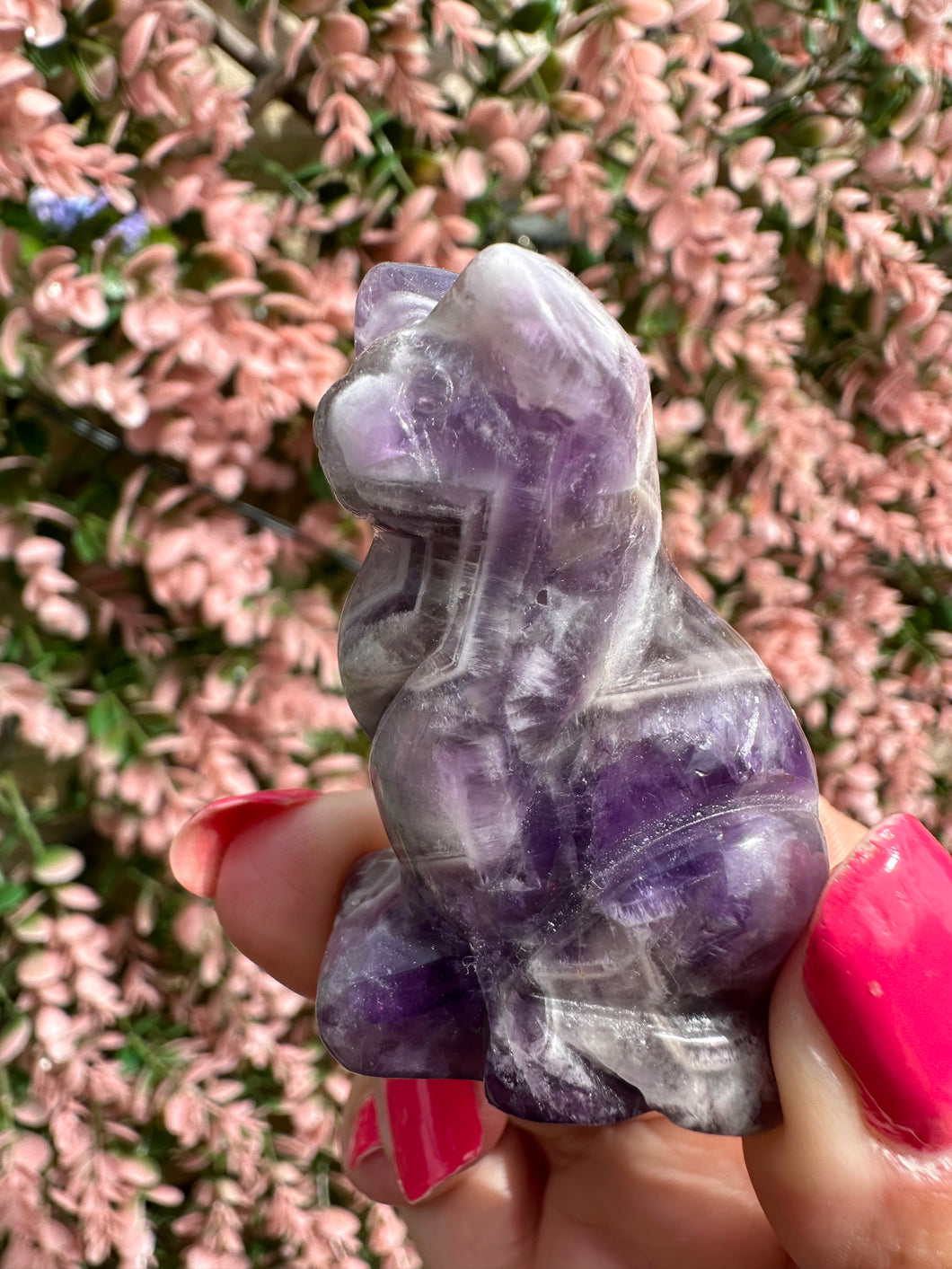 Chevron Amethyst Cat Carving|Dream Amethyst Cat Carving|Ethically Sourced|Carvings|Natural Amethyst