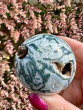 Load image into Gallery viewer, Moss Agate Sphere with stand|Natural Moss Agate|Crystal Sphere|Home Decor|Consciously Sourced
