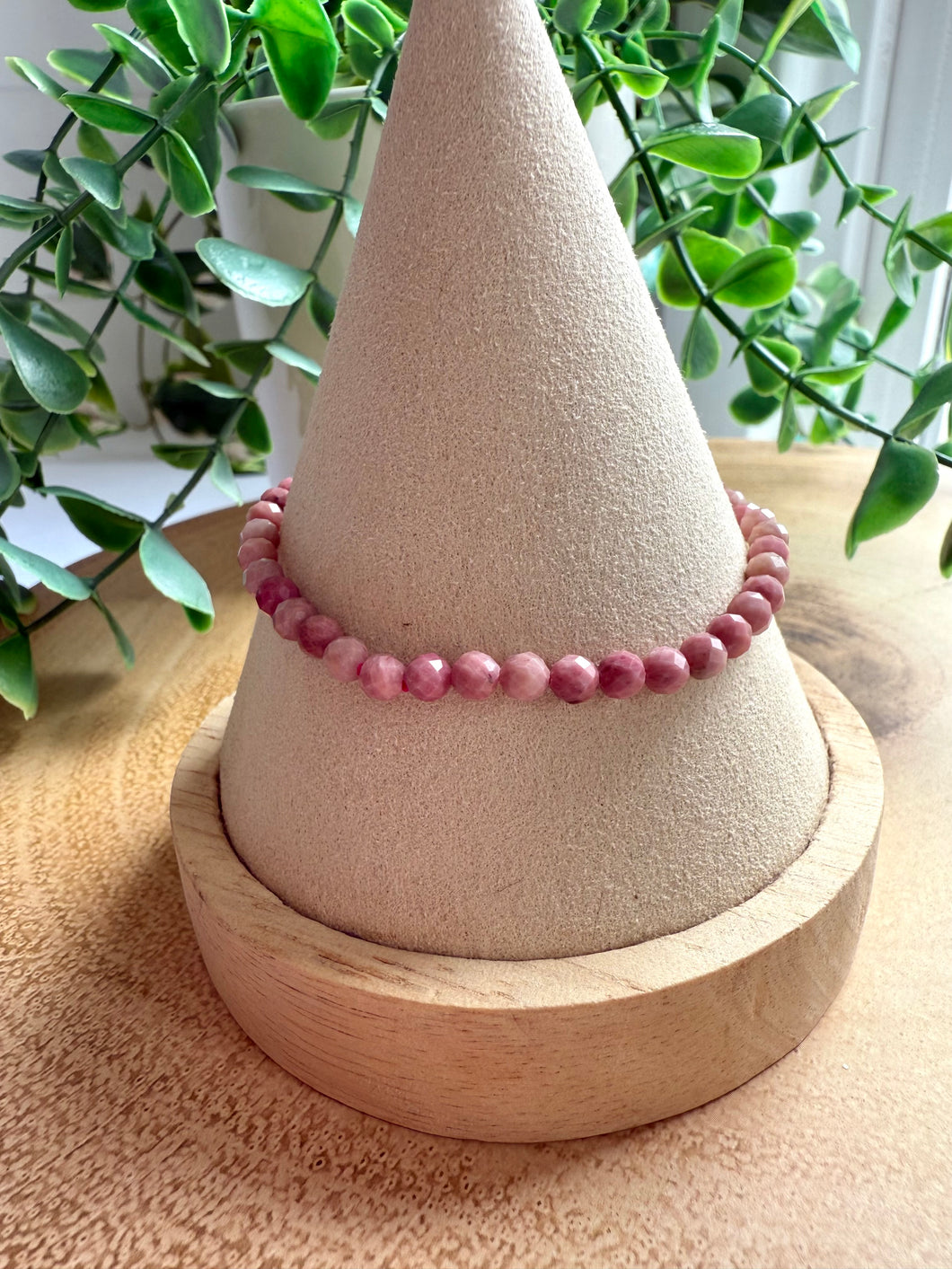Rhodonite 4mm Faceted Stretch Bracelet