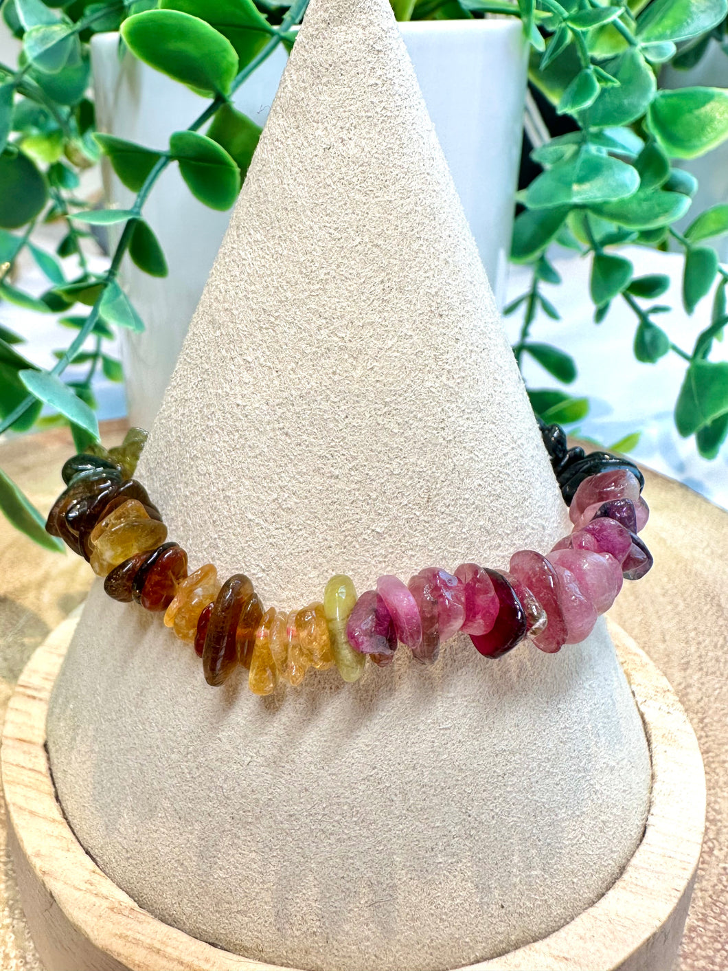 Mixed Tourmaline Stretch Chip Bracelet