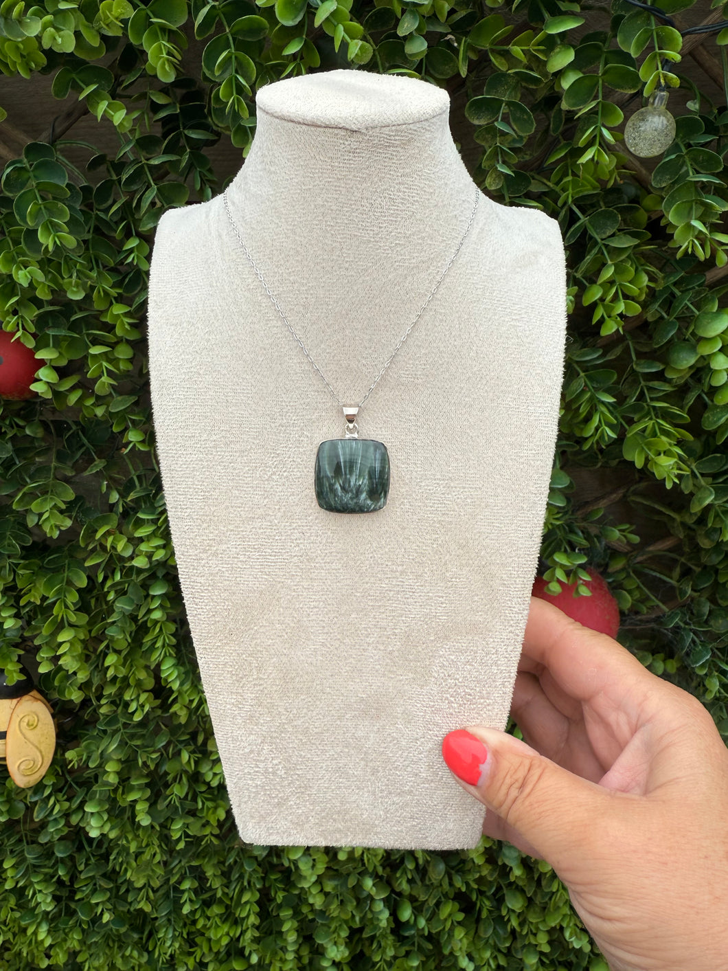 Seraphinite Square Necklace set in 925 Silver