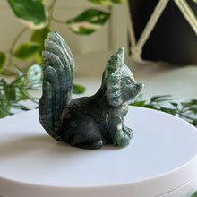 Load image into Gallery viewer, Hand Carved Moss Agate Nine Tail Fox

