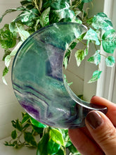 Load image into Gallery viewer, Rainbow Fluorite Moon on Custom Black Stand
