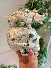 Load image into Gallery viewer, Tree Agate Skull with Elephant|Hand Carved|Statement Decor
