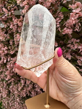 Load image into Gallery viewer, Lemurian on Stand from Brazil|Natural Lemurian|Part Polished Lemurian|Statement Crystal|Crystal Decor|Consciously Sourced
