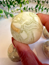 Load image into Gallery viewer, Green Maligano Jasper Round Palm Stones from Indonesia
