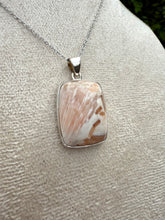 Load image into Gallery viewer, Peach Scolecite Oblong Necklace set in 925 Silver on 18 inch Trace Chain
