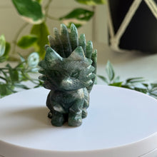 Load image into Gallery viewer, Hand Carved Moss Agate Nine Tail Fox
