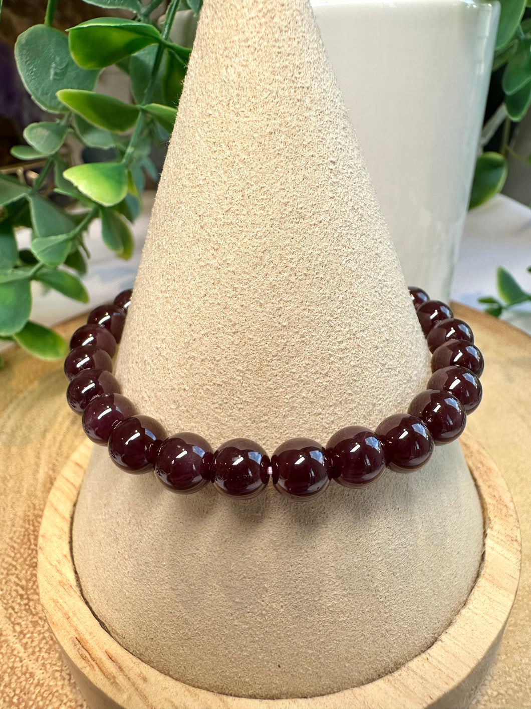 Garnet 7/8mm Stretch Beaded Bracelet