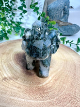 Load image into Gallery viewer, Moss Agate Elephant Carving - Mocha
