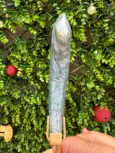 Load image into Gallery viewer, Moss Agate Moon on Stand
