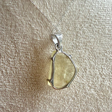 Load image into Gallery viewer, Libyan Desert Glass Necklace in 925 Silver with 18” Silver Trace Chain
