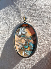 Load image into Gallery viewer, Oyster Mohave Turquoise Necklace (925 Silver) with 18” fine Silver Trace Chain
