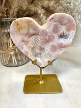 Load image into Gallery viewer, Pink Amethyst Heart on Custom Stand from Brazil|Consciously Sourced|Pink Amethyst Carving|Home Decor|Statement Crystals
