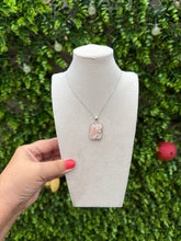 Load image into Gallery viewer, Peach Scolecite Oblong Necklace set in 925 Silver on 18 inch Trace Chain
