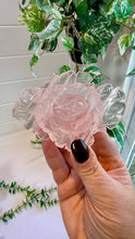 Load image into Gallery viewer, Rose Quartz Rose Carving on Custom Stand|Home Decor
