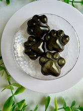 Load image into Gallery viewer, Gold Sheen Obsidian Paw Carving
