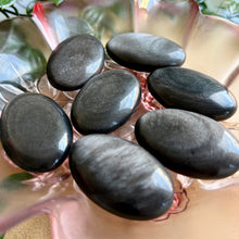 Load image into Gallery viewer, Silver Sheen Obsidian Palm Stones
