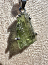 Load image into Gallery viewer, Genuine Moldavite Necklace set in 925 Silver with 18” Trace Chain
