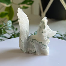 Load image into Gallery viewer, Hand Carved Moss Agate Nine Tail Fox
