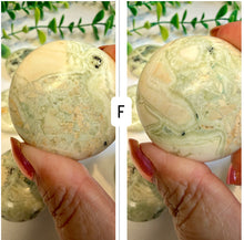 Load image into Gallery viewer, Green Maligano Jasper Round Palm Stones from Indonesia
