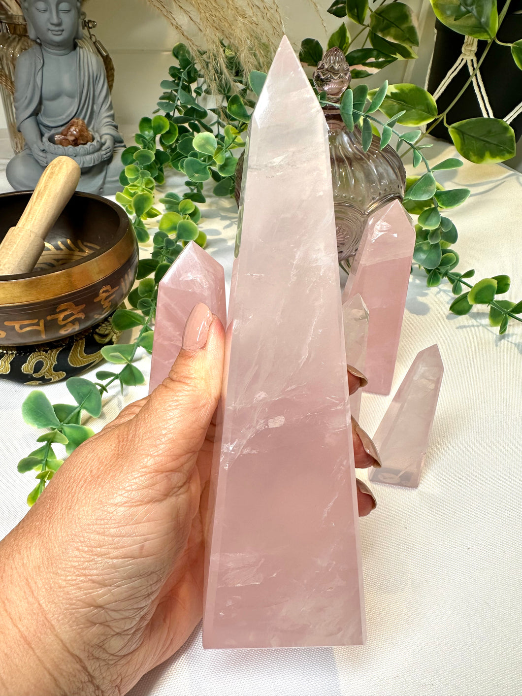 High Grade Rose Quartz Obelisk from Brazil|Crystal Tower|Ethically Sourced|Universal Love|Crystal Point|Natural Rose Quartz