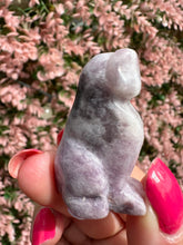 Load image into Gallery viewer, Lepidolite Dog Carving|Natural Lepidolite|Crystal Carving|Ethically Sourced
