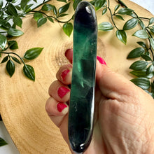 Load image into Gallery viewer, Fluorite Moon on Custom Stand
