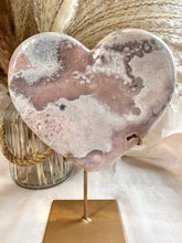 Load image into Gallery viewer, Pink Amethyst Heart on Custom Stand from Brazil|Consciously Sourced|Pink Amethyst Carving|Home Decor|Statement Crystals
