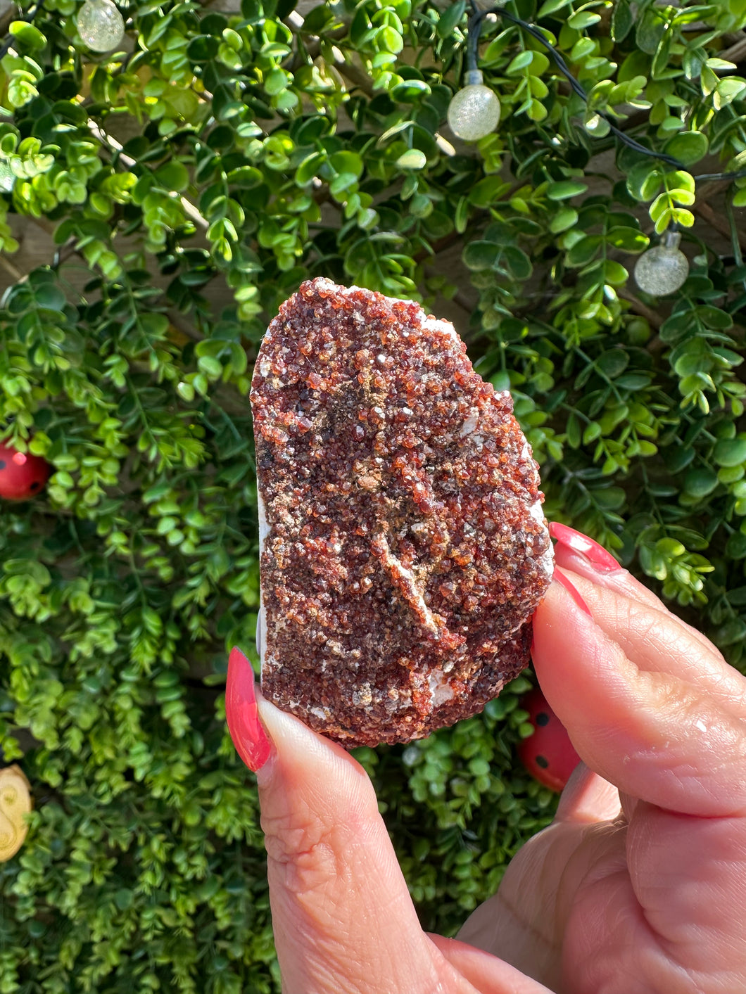 Spessartine Garnet on Feldspar Specimen