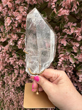 Load image into Gallery viewer, Lemurian on Stand from Brazil|Natural Lemurian|Part Polished Lemurian|Statement Crystal|Crystal Decor|Consciously Sourced
