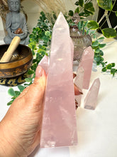 Load image into Gallery viewer, High Grade Rose Quartz Obelisk from Brazil|Crystal Tower|Ethically Sourced|Universal Love|Crystal Point|Natural Rose Quartz
