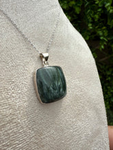 Load image into Gallery viewer, Seraphinite Square Necklace set in 925 Silver
