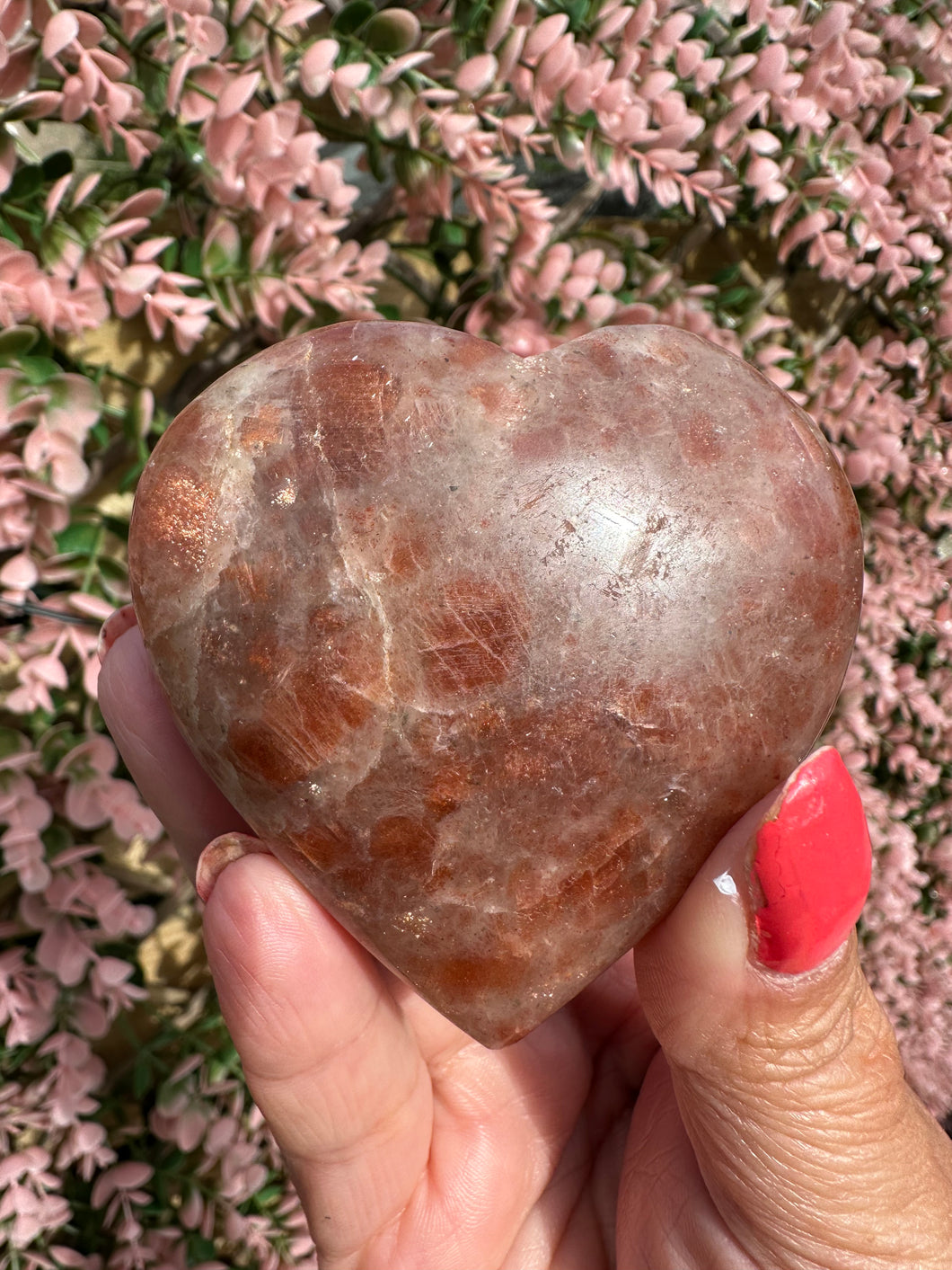 Large Sunstsone Heart Carving|Polished Sunstone Heart|Sunstone Crystal|Heart Carving|Ethically Sourced