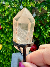 Load image into Gallery viewer, Pale Tangerine Lemurian from Brazil on Stand|Lemurian Quartz|Home Decor|Consciously Sourced|Natural Crystal|
