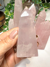 Load image into Gallery viewer, High Grade Rose Quartz Obelisk from Brazil|Crystal Tower|Ethically Sourced|Universal Love|Crystal Point|Natural Rose Quartz
