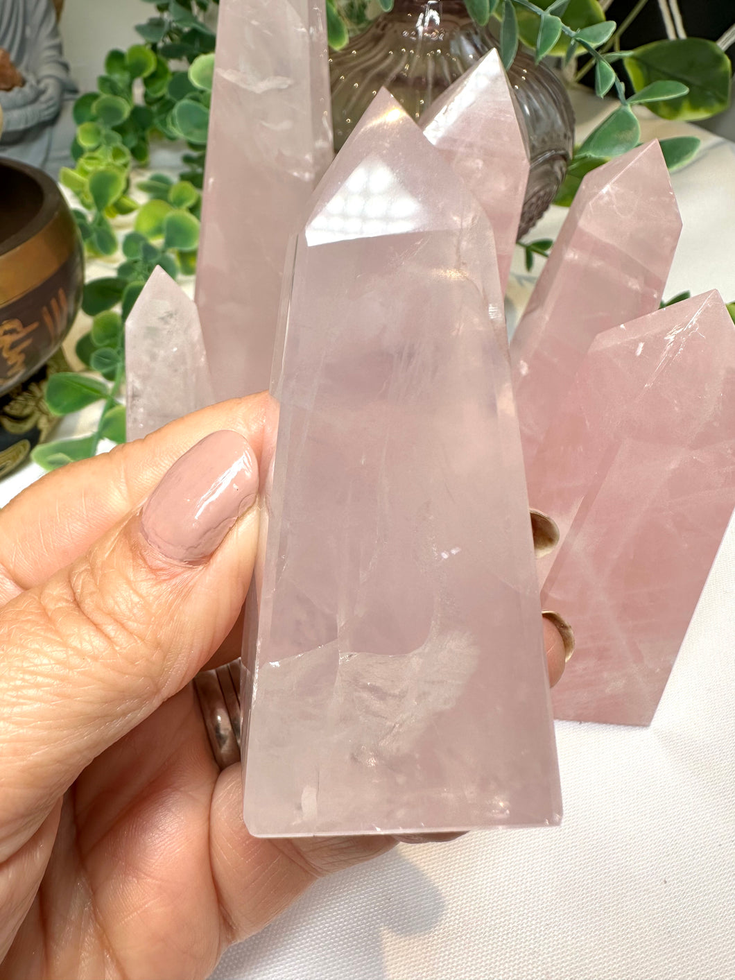 High Grade Rose Quartz Obelisk from Brazil|Crystal Tower|Ethically Sourced|Universal Love|Crystal Point|Natural Rose Quartz