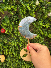 Load image into Gallery viewer, Moss Agate Moon on Stand
