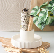 Load image into Gallery viewer, Cream Ribbed Ceramic Smudge Bowl

