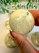 Load image into Gallery viewer, Green Maligano Jasper Round Palm Stones from Indonesia
