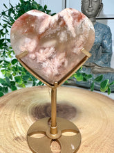 Load image into Gallery viewer, Flower Agate Heart Carving on Stand
