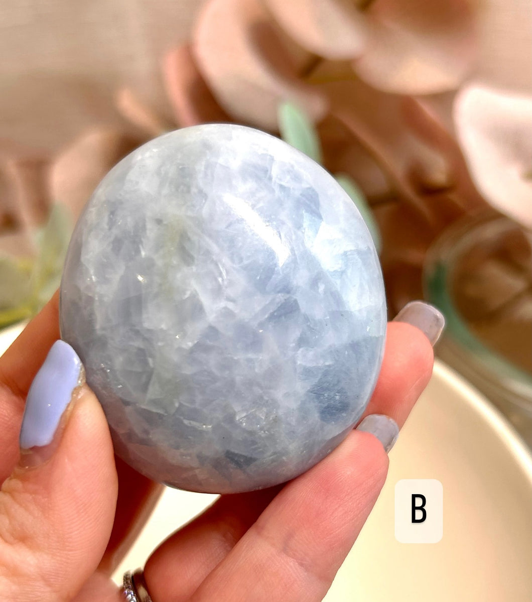 Blue Calcite Palmstones|Consciously Sourced|Palms