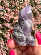 Load image into Gallery viewer, Chevron Amethyst Cat Carving|Dream Amethyst Cat Carving|Ethically Sourced|Carvings|Natural Amethyst
