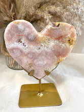 Load image into Gallery viewer, Pink Amethyst Heart on Custom Stand from Brazil|Consciously Sourced|Pink Amethyst Carving|Home Decor|Statement Crystals
