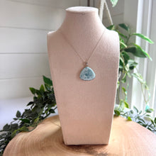 Load image into Gallery viewer, Larimar Triangle Necklace in 925 Silver with 18” Silver Trace Chain|Crystal Jewellery|Larimar Pendant
