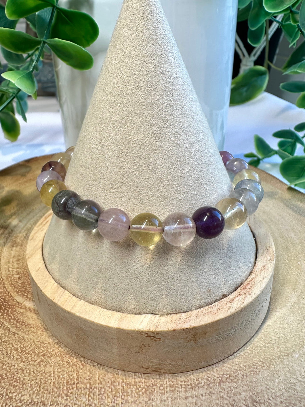 Rainbow Fluorite 8mm Stretch Beaded Bracelet